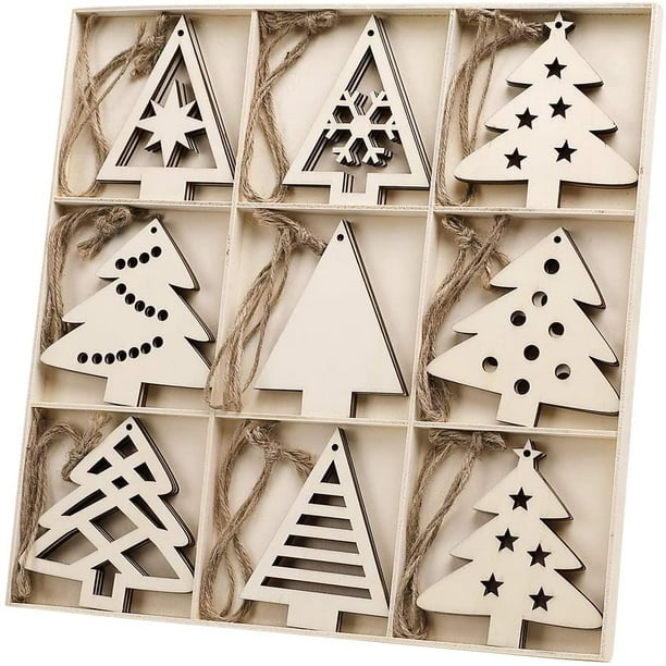 27 Pcs Unfinished Cutouts Craft DIY Tree Decorations Details about   Wooden Christmas Ornaments 
